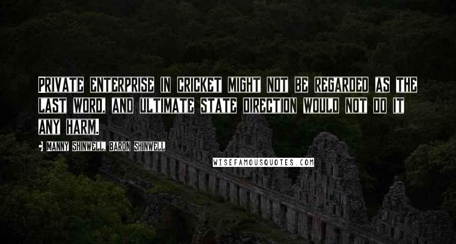 Manny Shinwell, Baron Shinwell Quotes: Private enterprise in cricket might not be regarded as the last word, and ultimate state direction would not do it any harm.