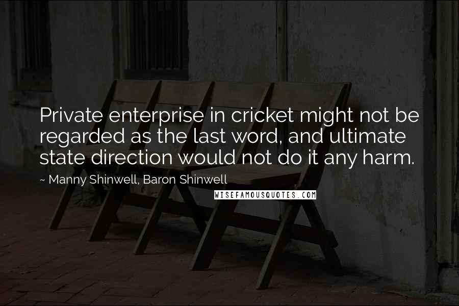 Manny Shinwell, Baron Shinwell Quotes: Private enterprise in cricket might not be regarded as the last word, and ultimate state direction would not do it any harm.