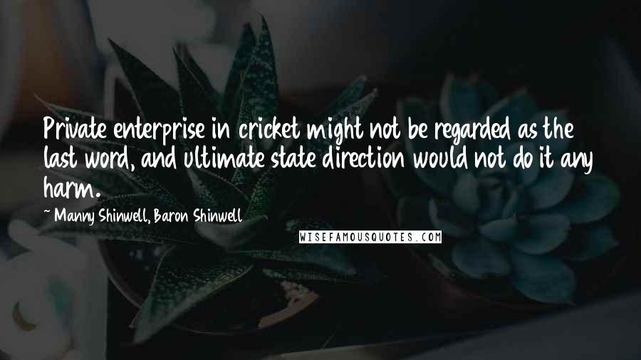 Manny Shinwell, Baron Shinwell Quotes: Private enterprise in cricket might not be regarded as the last word, and ultimate state direction would not do it any harm.