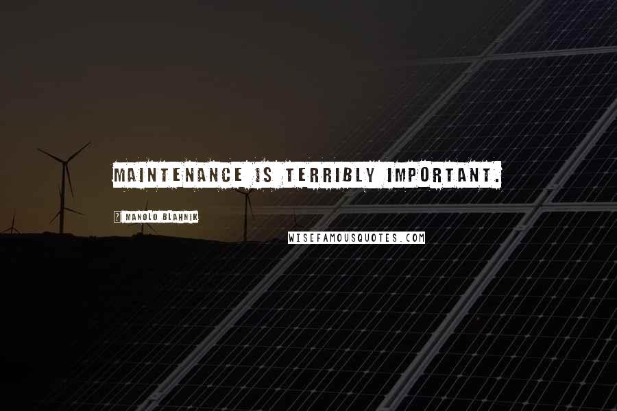 Manolo Blahnik Quotes: Maintenance is terribly important.