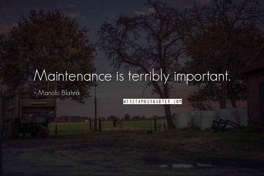 Manolo Blahnik Quotes: Maintenance is terribly important.