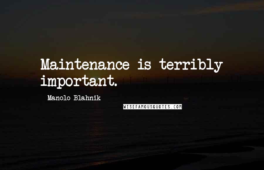 Manolo Blahnik Quotes: Maintenance is terribly important.