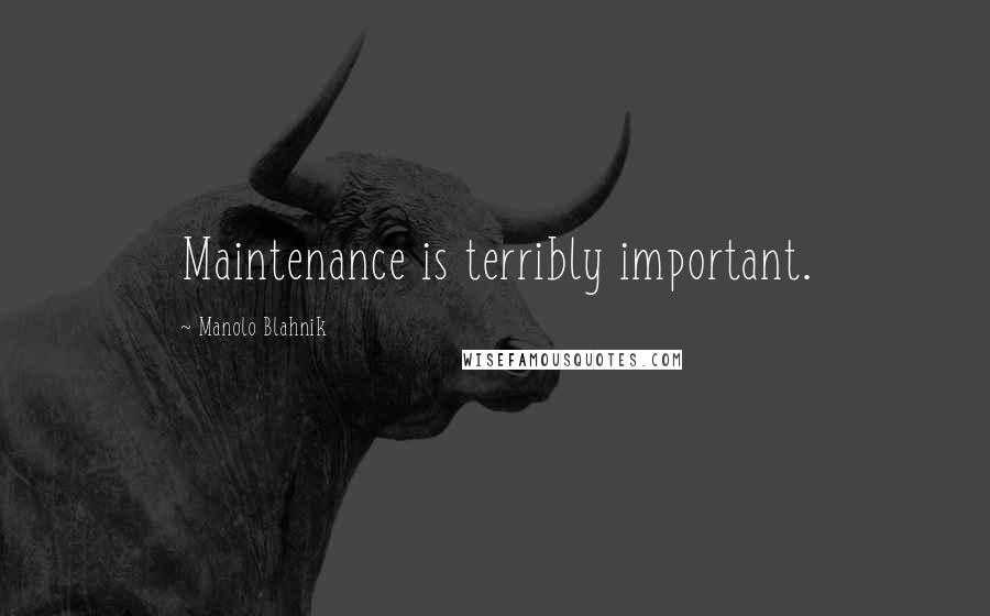 Manolo Blahnik Quotes: Maintenance is terribly important.