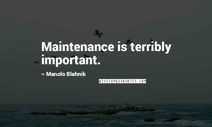 Manolo Blahnik Quotes: Maintenance is terribly important.