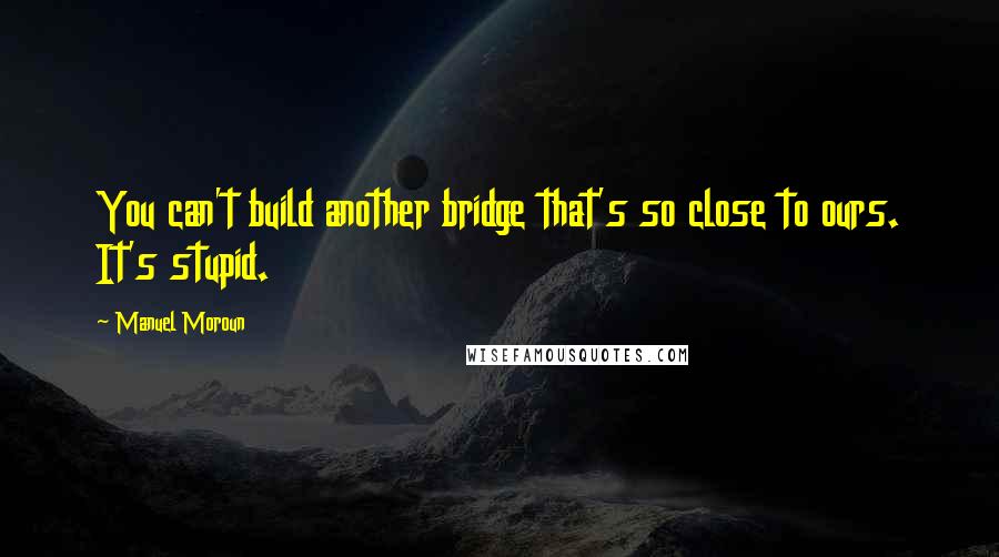 Manuel Moroun Quotes: You can't build another bridge that's so close to ours. It's stupid.