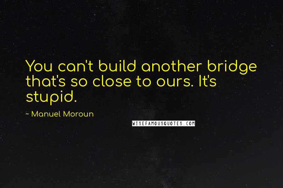 Manuel Moroun Quotes: You can't build another bridge that's so close to ours. It's stupid.