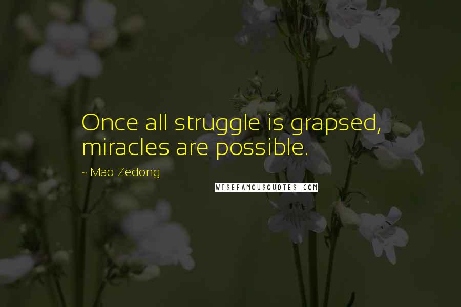 Mao Zedong Quotes: Once all struggle is grapsed, miracles are possible.