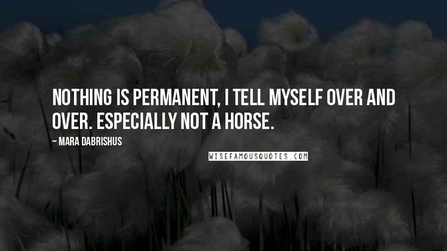 Mara Dabrishus Quotes: Nothing is permanent, I tell myself over and over. Especially not a horse.