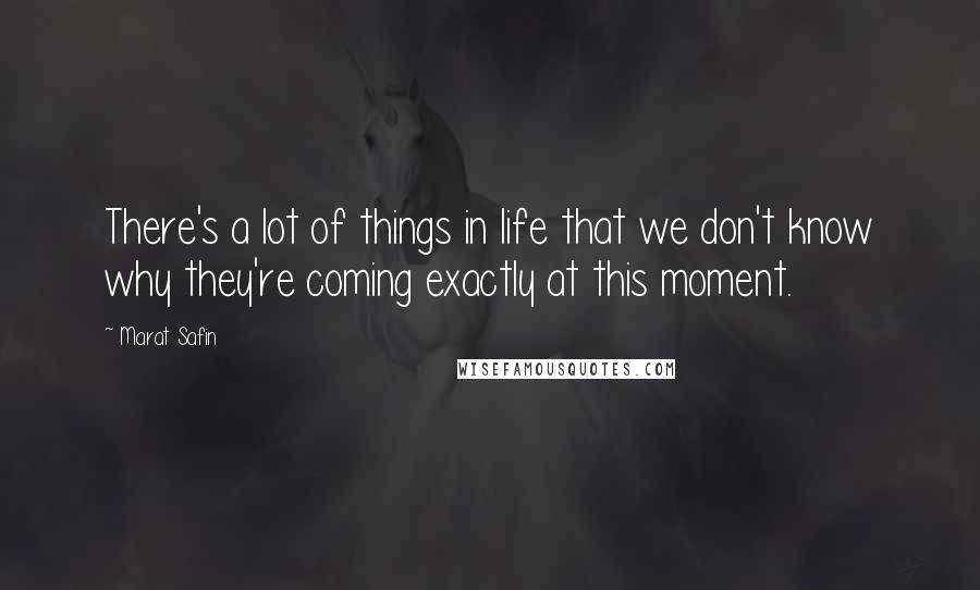 Marat Safin Quotes: There's a lot of things in life that we don't know why they're coming exactly at this moment.