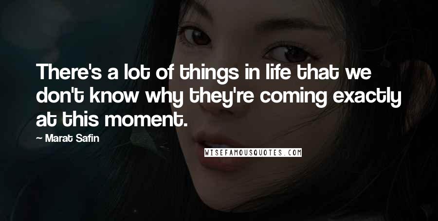 Marat Safin Quotes: There's a lot of things in life that we don't know why they're coming exactly at this moment.