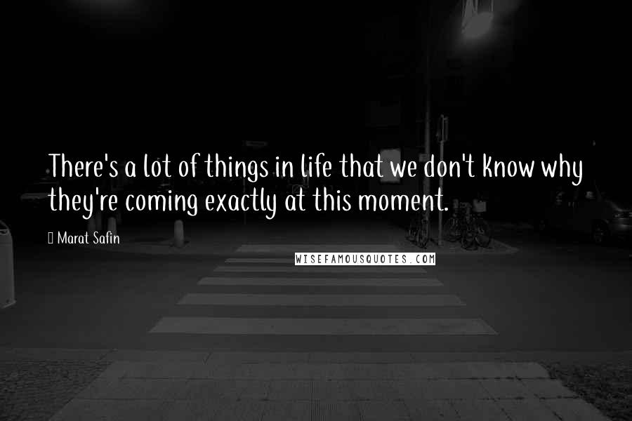 Marat Safin Quotes: There's a lot of things in life that we don't know why they're coming exactly at this moment.