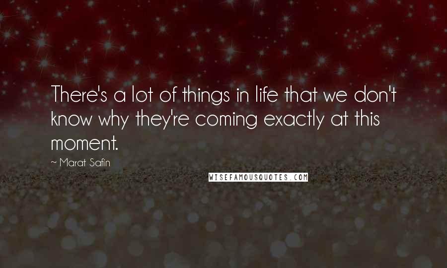 Marat Safin Quotes: There's a lot of things in life that we don't know why they're coming exactly at this moment.