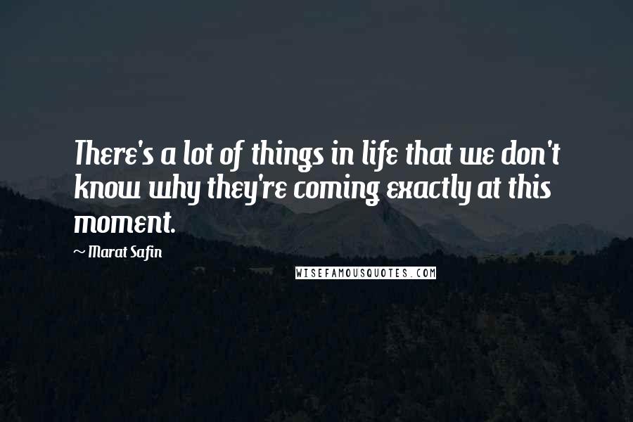 Marat Safin Quotes: There's a lot of things in life that we don't know why they're coming exactly at this moment.