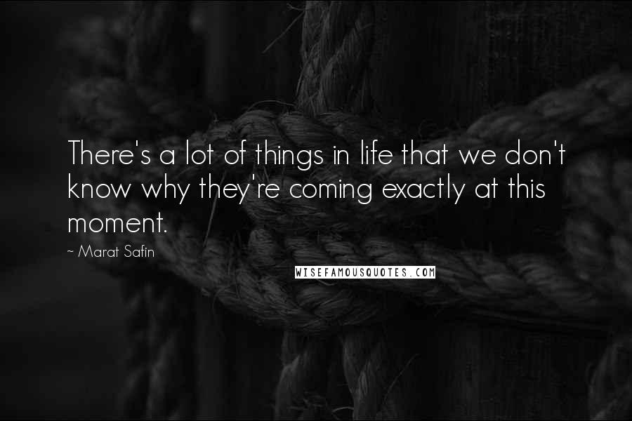 Marat Safin Quotes: There's a lot of things in life that we don't know why they're coming exactly at this moment.