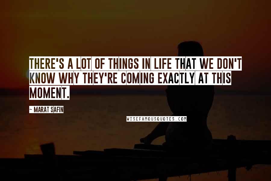 Marat Safin Quotes: There's a lot of things in life that we don't know why they're coming exactly at this moment.