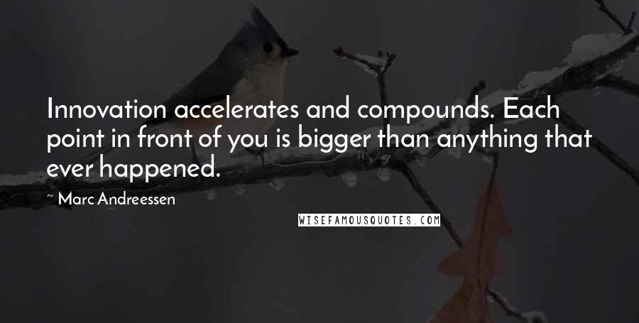 Marc Andreessen Quotes: Innovation accelerates and compounds. Each point in front of you is bigger than anything that ever happened.