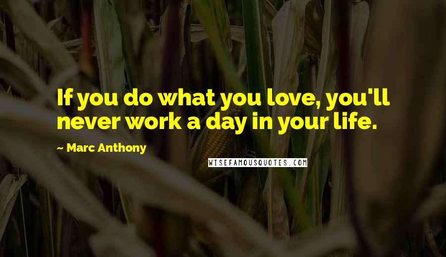 Marc Anthony Quotes: If you do what you love, you'll never work a day in your life.