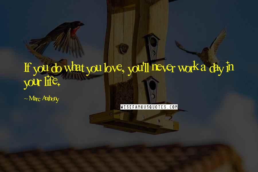 Marc Anthony Quotes: If you do what you love, you'll never work a day in your life.