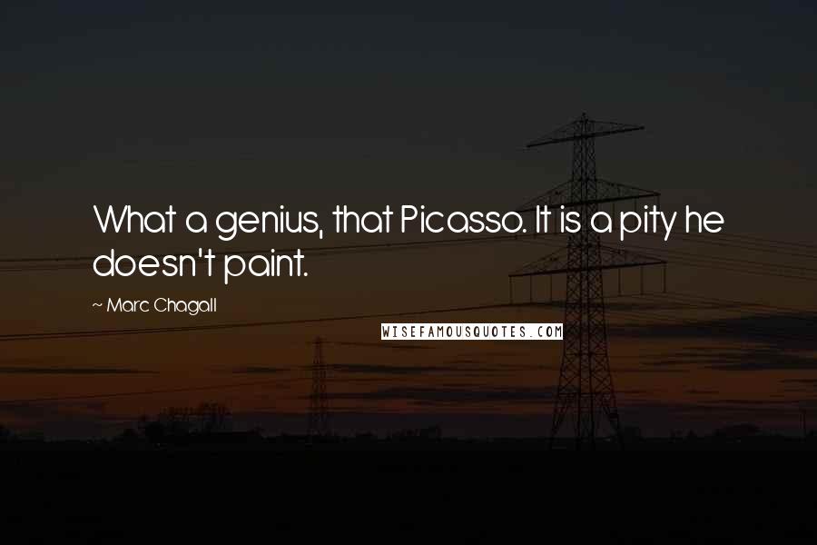 Marc Chagall Quotes: What a genius, that Picasso. It is a pity he doesn't paint.