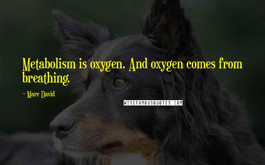 Marc David Quotes: Metabolism is oxygen. And oxygen comes from breathing.