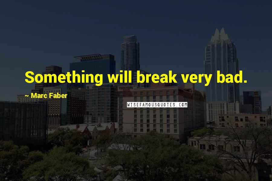 Marc Faber Quotes: Something will break very bad.