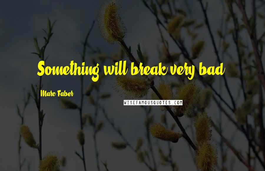 Marc Faber Quotes: Something will break very bad.