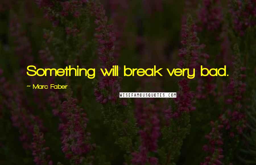 Marc Faber Quotes: Something will break very bad.