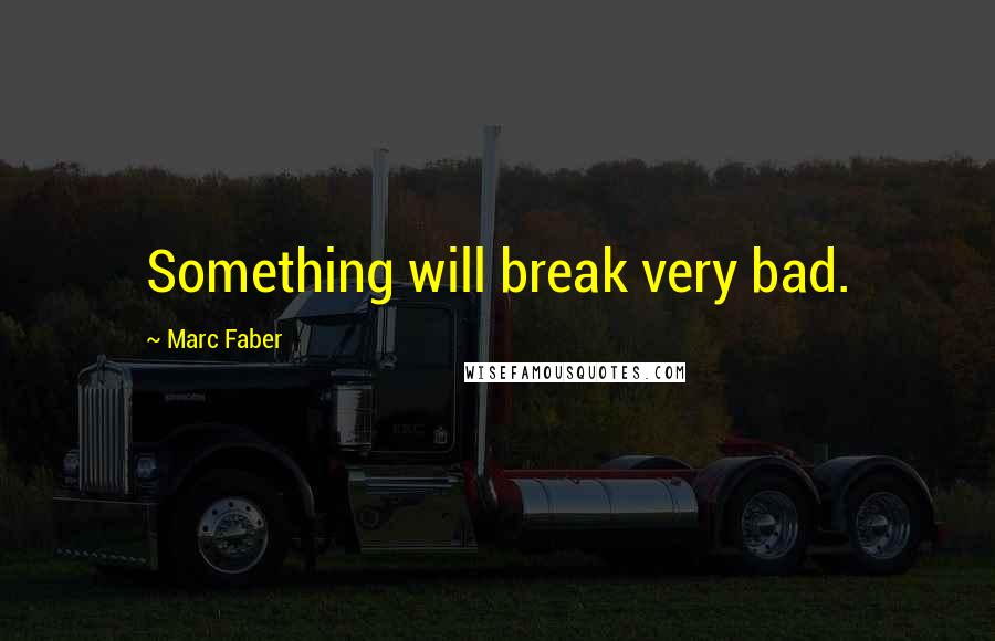 Marc Faber Quotes: Something will break very bad.