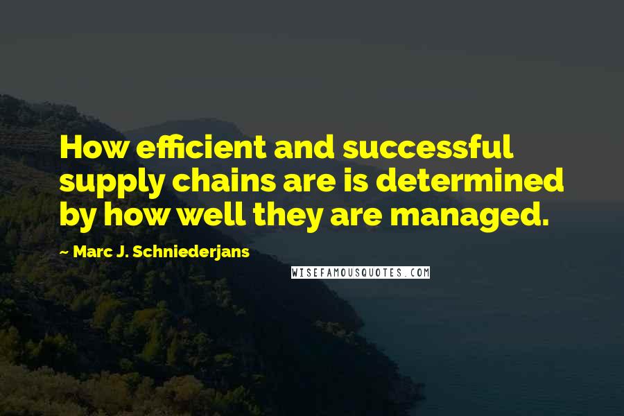 Marc J. Schniederjans Quotes: How efficient and successful supply chains are is determined by how well they are managed.