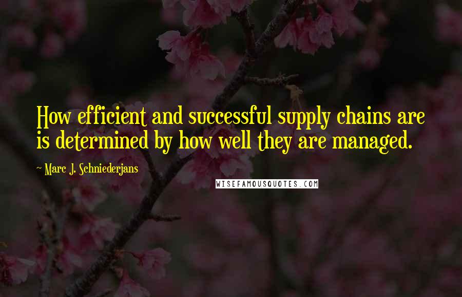 Marc J. Schniederjans Quotes: How efficient and successful supply chains are is determined by how well they are managed.