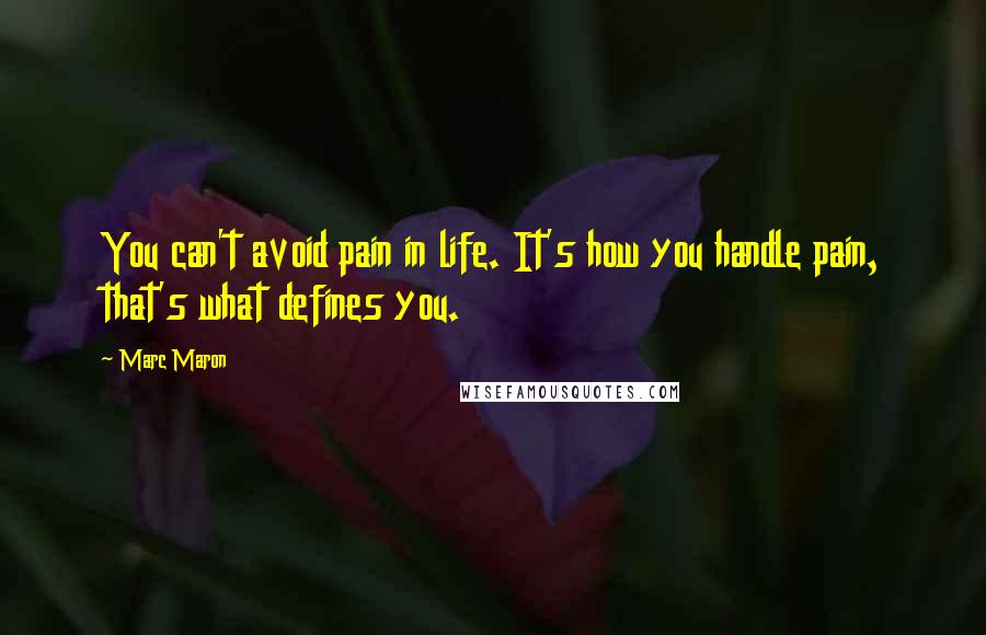 Marc Maron Quotes: You can't avoid pain in life. It's how you handle pain, that's what defines you.