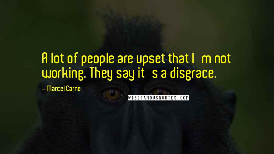 Marcel Carne Quotes: A lot of people are upset that I'm not working. They say it's a disgrace.