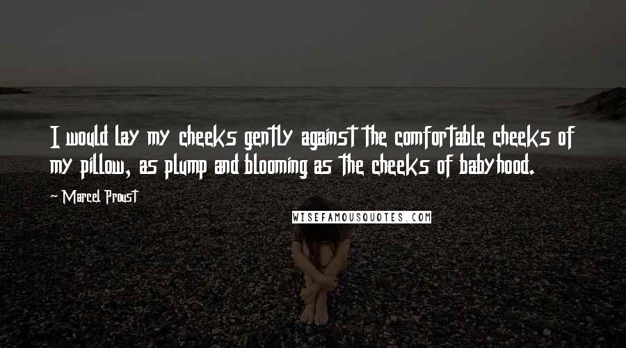 Marcel Proust Quotes: I would lay my cheeks gently against the comfortable cheeks of my pillow, as plump and blooming as the cheeks of babyhood.