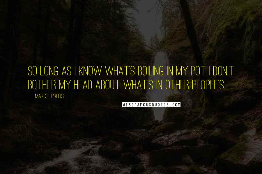 Marcel Proust Quotes: So long as I know what's boiling in my pot I don't bother my head about what's in other people's.