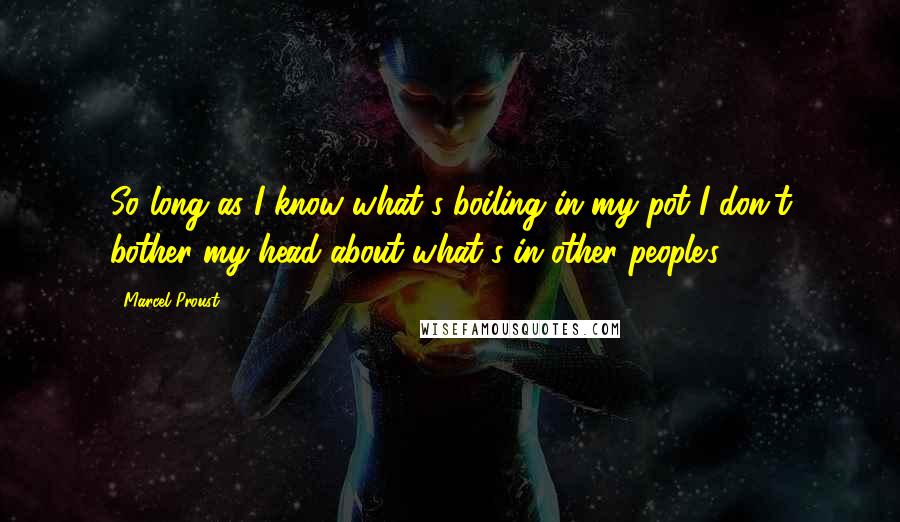 Marcel Proust Quotes: So long as I know what's boiling in my pot I don't bother my head about what's in other people's.