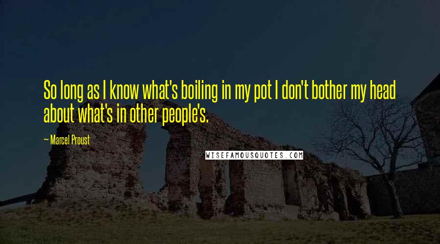 Marcel Proust Quotes: So long as I know what's boiling in my pot I don't bother my head about what's in other people's.