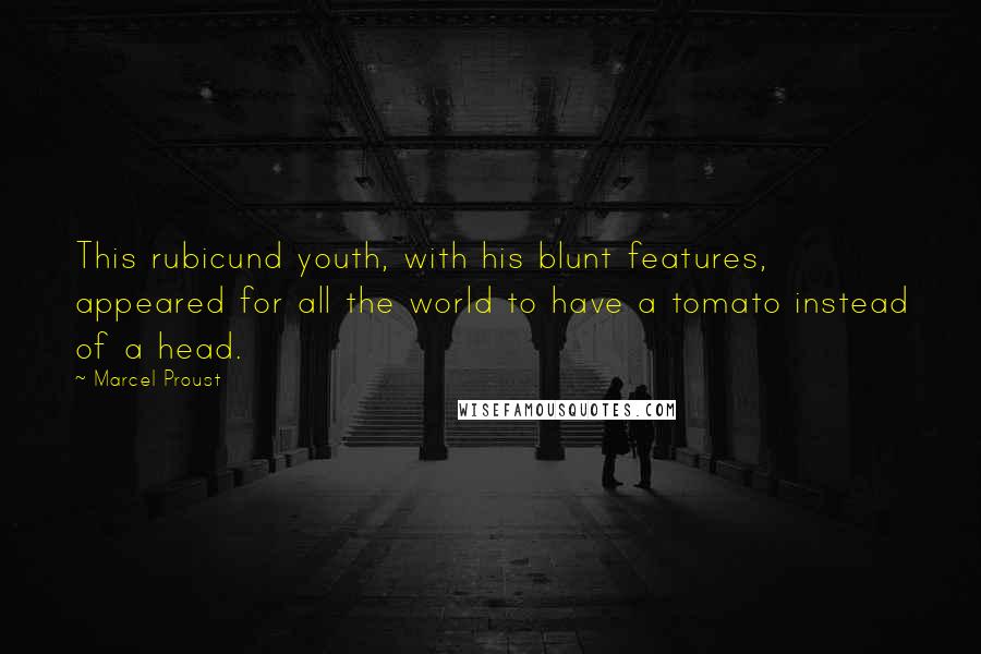 Marcel Proust Quotes: This rubicund youth, with his blunt features, appeared for all the world to have a tomato instead of a head.