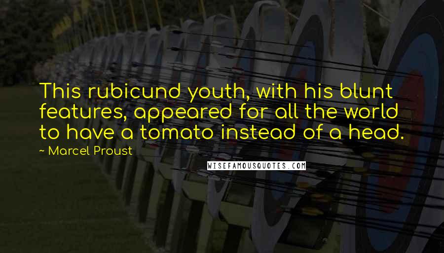 Marcel Proust Quotes: This rubicund youth, with his blunt features, appeared for all the world to have a tomato instead of a head.