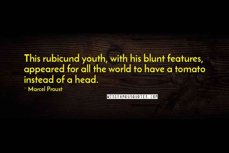 Marcel Proust Quotes: This rubicund youth, with his blunt features, appeared for all the world to have a tomato instead of a head.