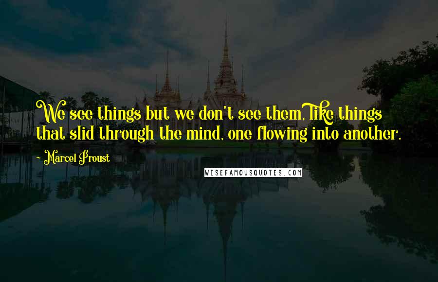 Marcel Proust Quotes: We see things but we don't see them, like things that slid through the mind, one flowing into another.