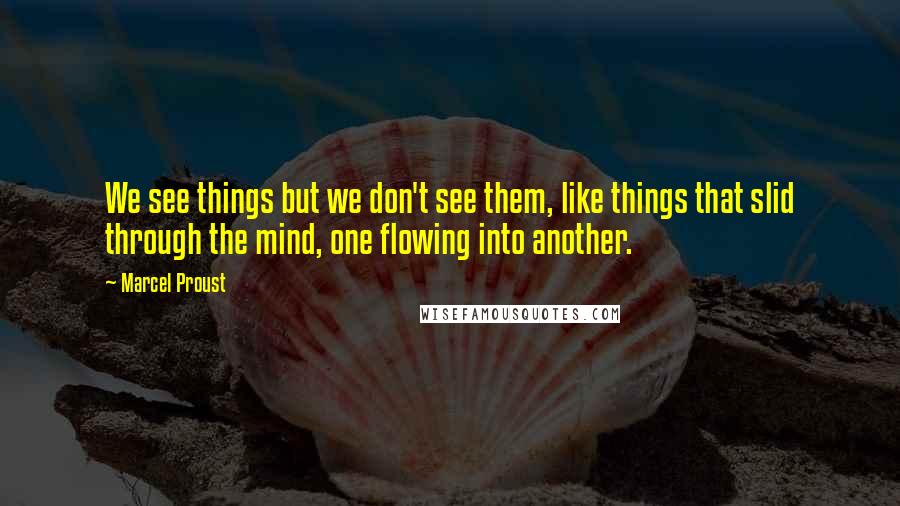 Marcel Proust Quotes: We see things but we don't see them, like things that slid through the mind, one flowing into another.