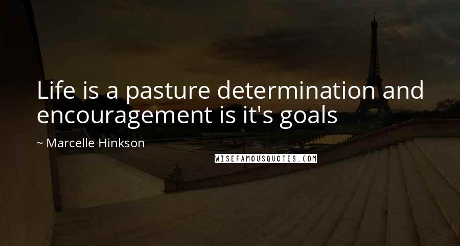 Marcelle Hinkson Quotes: Life is a pasture determination and encouragement is it's goals
