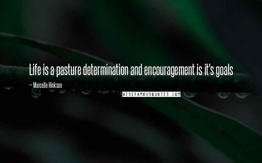 Marcelle Hinkson Quotes: Life is a pasture determination and encouragement is it's goals
