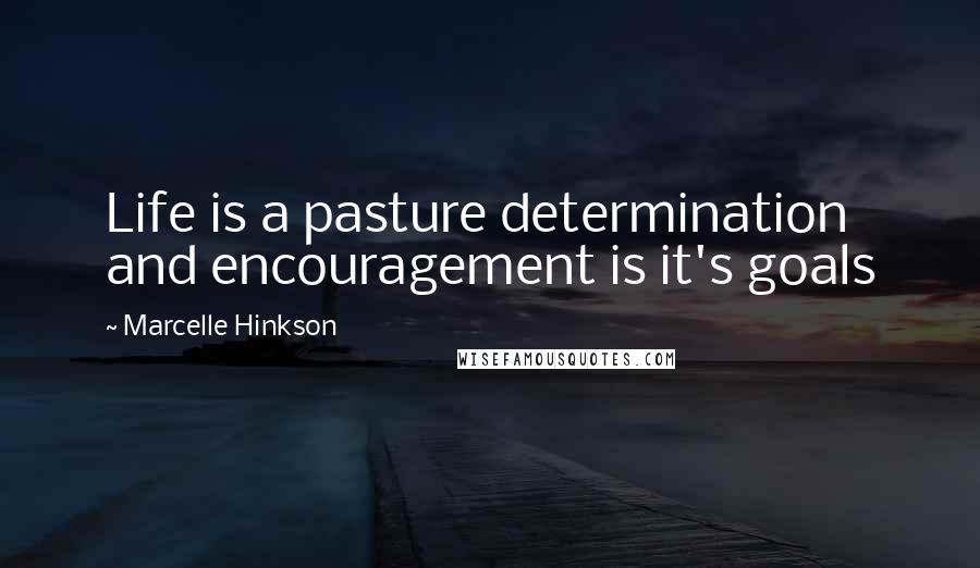 Marcelle Hinkson Quotes: Life is a pasture determination and encouragement is it's goals