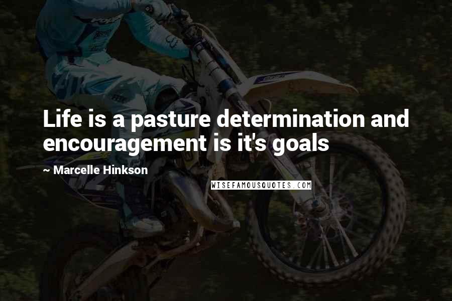 Marcelle Hinkson Quotes: Life is a pasture determination and encouragement is it's goals