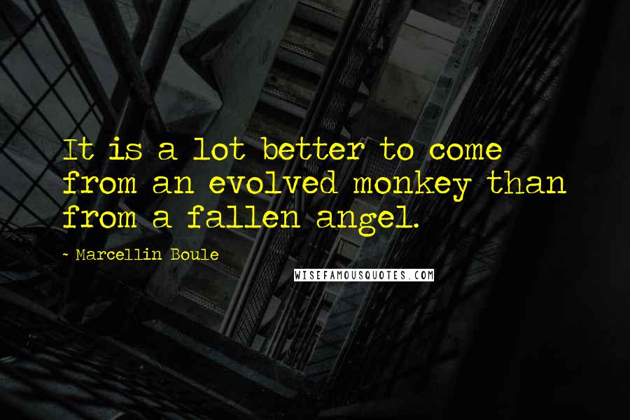 Marcellin Boule Quotes: It is a lot better to come from an evolved monkey than from a fallen angel.