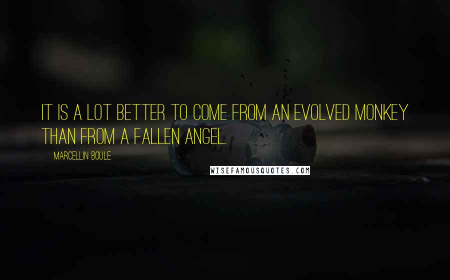 Marcellin Boule Quotes: It is a lot better to come from an evolved monkey than from a fallen angel.