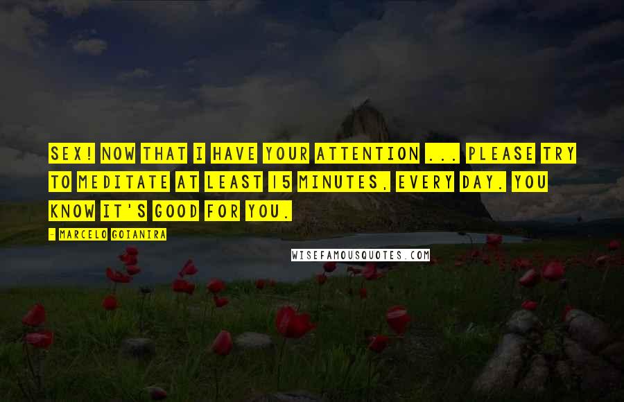 Marcelo Goianira Quotes: SEX! Now that I have your attention ... Please try to meditate at least 15 minutes, every day. You know it's good for you.