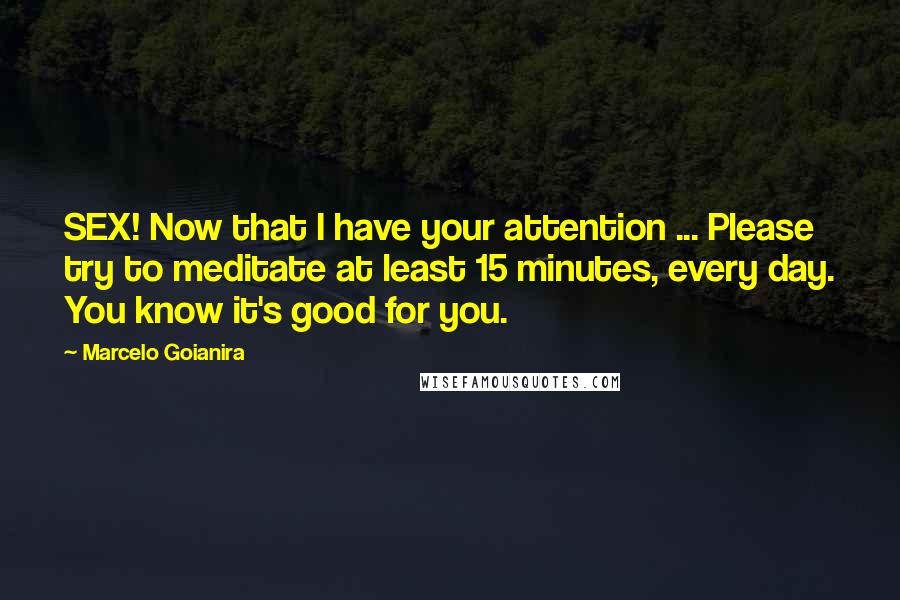 Marcelo Goianira Quotes: SEX! Now that I have your attention ... Please try to meditate at least 15 minutes, every day. You know it's good for you.