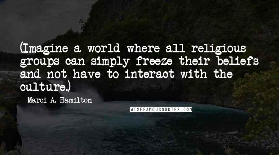 Marci A. Hamilton Quotes: (Imagine a world where all religious groups can simply freeze their beliefs and not have to interact with the culture.)